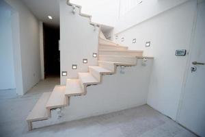 Sweden, 2022 - stylish interior with wooden stairs photo