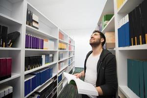 student study  in school library photo