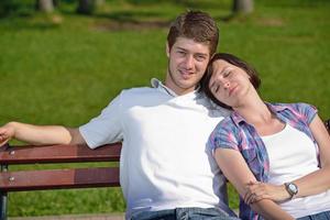 romantic young couple in love together outdoor photo