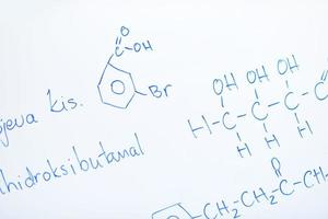 chemical molecule structure on white boar photo