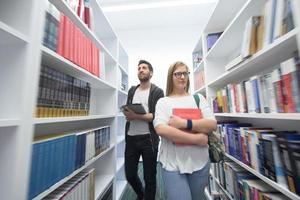 students group  in school  library photo