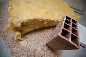 red Bricks and glass wool photo