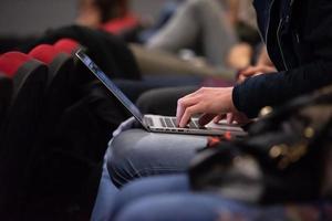 business people hands using laptop computer photo