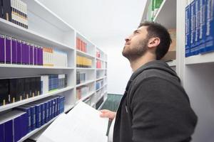 student study  in school library photo