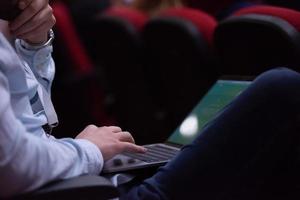 business people hands using laptop computer photo