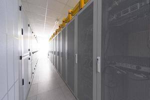 modern server room with white servers photo