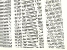 database concept with printed and coded database records photo