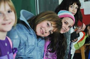 happy children group in school photo