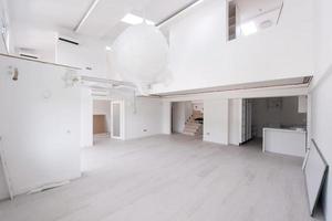 Sweden, 2022 - Interior of empty stylish modern open space two level apartment photo