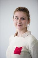 portrait of female student in library photo