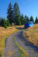 blue van in nature photo