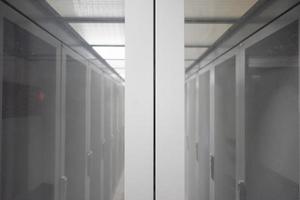 modern server room with white servers photo