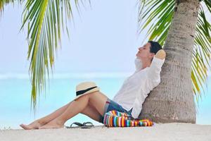 happy woman enjoy summer vacation photo