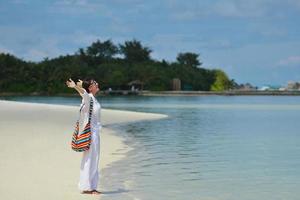 happy woman enjoy  summer time photo
