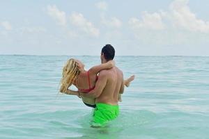 happy young  couple at summer vacation have fun and relax photo