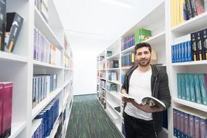 student study  in school library photo