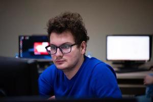 businessman working using a computer in startup office photo