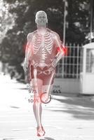 Old man jogging with skelethon photo