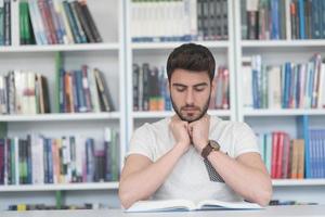 student study  in school library photo