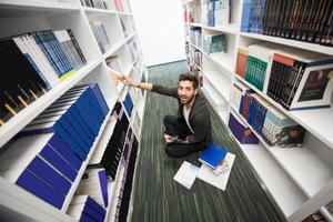 student study  in school library photo