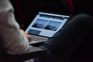 business people hands using laptop computer photo