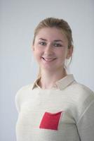 portrait of female student in library photo