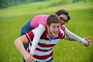 romantic young couple in love together outdoor photo