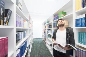 student study  in school library photo