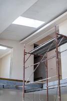 interior of construction site with scaffolding photo