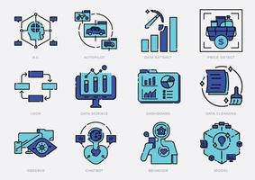 conjunto de iconos de ciencia de datos vector