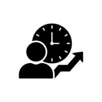 icono de silueta de gestión del tiempo. pictograma negro de control de reloj de productividad de eficiencia. icono de programación de tiempo de proyecto de trabajo de negocio de proceso de optimización. ilustración vectorial aislada. vector