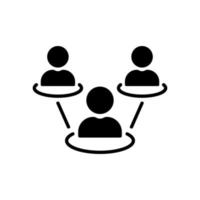 Social Network Silhouette Icon. Business Technology Community World Company Black Pictogram. Networking Hub Media Information Communication Icon. Isolated Vector Illustration.