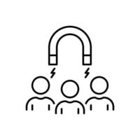 Retention Employee People in Business Company Line Icon. Lead Attract User Customer Linear Pictogram. Magnet Acquisition Potential Client Outline Icon. Editable Stroke. Isolated Vector Illustration.