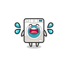 washing machine cartoon illustration with crying gesture vector