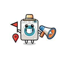 Character cartoon of washing machine as a tour guide vector