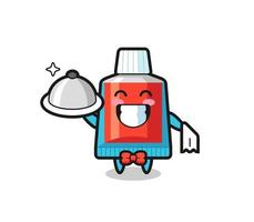 Character mascot of toothpaste as a waiters vector