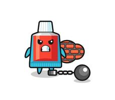 Character mascot of toothpaste as a prisoner vector