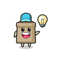 wheat sack character cartoon getting the idea vector