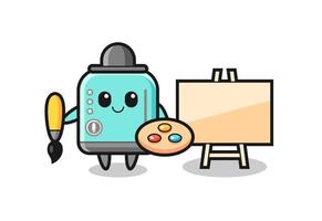 Illustration of toaster mascot as a painter vector