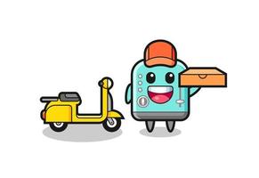 Character Illustration of toaster as a pizza deliveryman vector