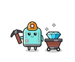 ilustración de personaje de tostadora como minero vector