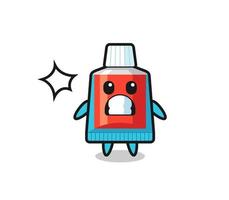 toothpaste character cartoon with shocked gesture vector