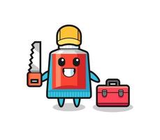 Illustration of toothpaste character as a woodworker vector