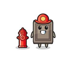 Mascot character of carpet as a firefighter vector