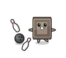 Character cartoon of carpet is playing bowling vector