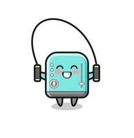 toaster character cartoon with skipping rope vector