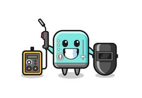 Character mascot of toaster as a welder vector