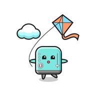 toaster mascot illustration is playing kite vector