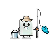 personaje de mascota de papel como pescador vector