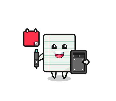 Illustration of paper mascot as a graphic designer